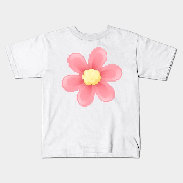 Pink Flower Pixel Art Kids T-Shirt by christinegames